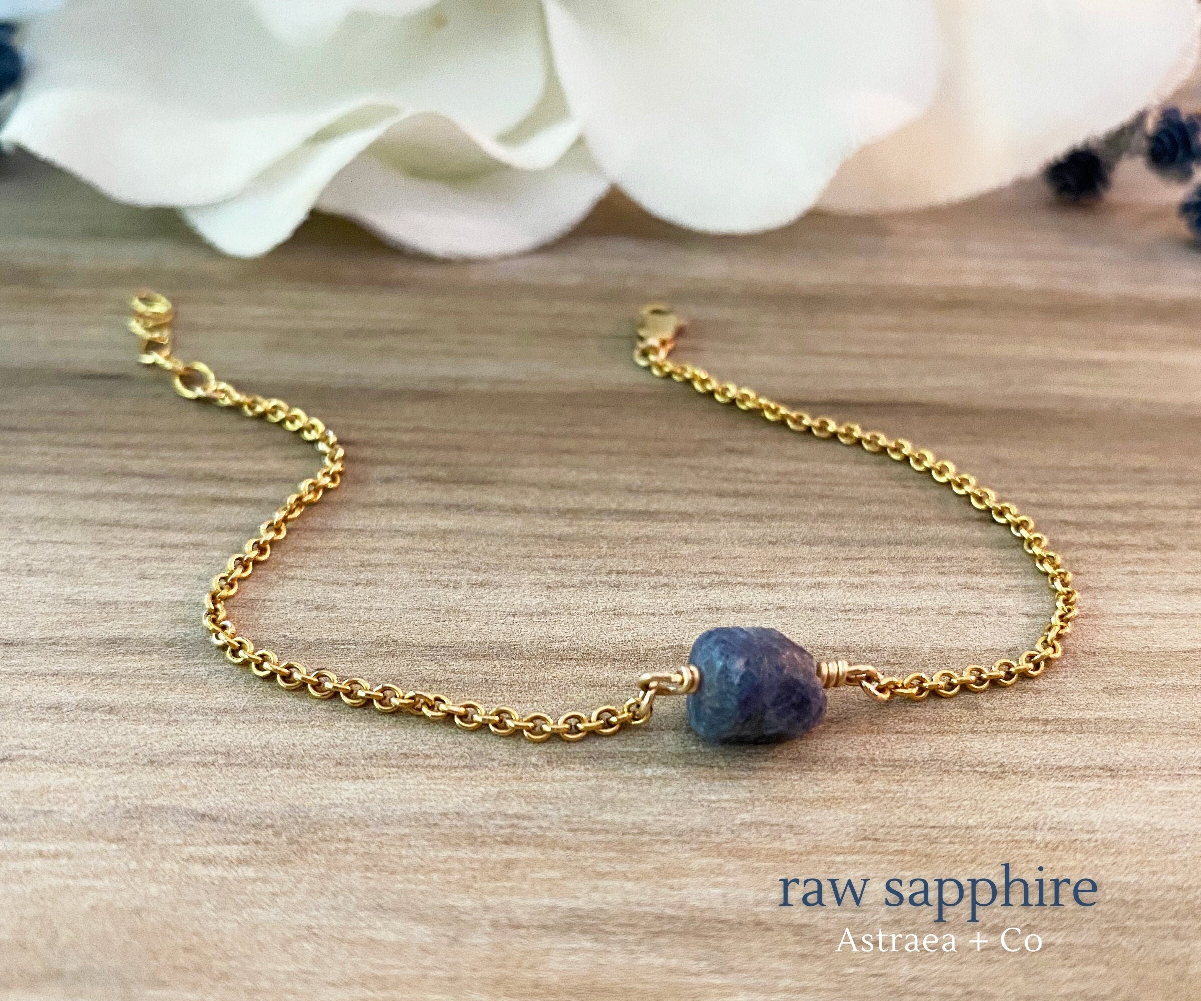 Raw Sapphire Bracelet Natural Sapphire Bracelet Organic Blue Sapphire  Gemstone Jewelry Gold Sapphire Chain Bracelet by Astraea Co - Etsy