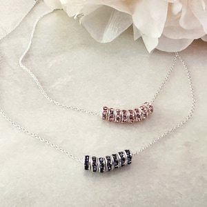 Birthstone Decades Necklace with Preciosa Crystal Rings for 30th 40th 50th 60th 70th 80th 90th Birthday Gift Decade Jewelry by Astraea & Co