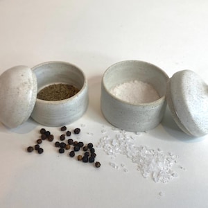Handmade ceramic lidded jars- set of 2