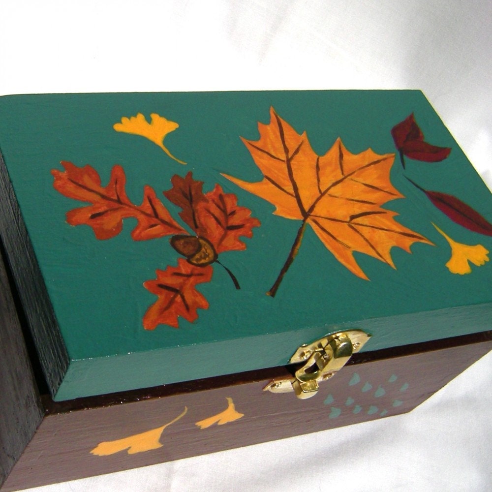 Decorative Box Autumn Leaves Keepsake Box Etsy