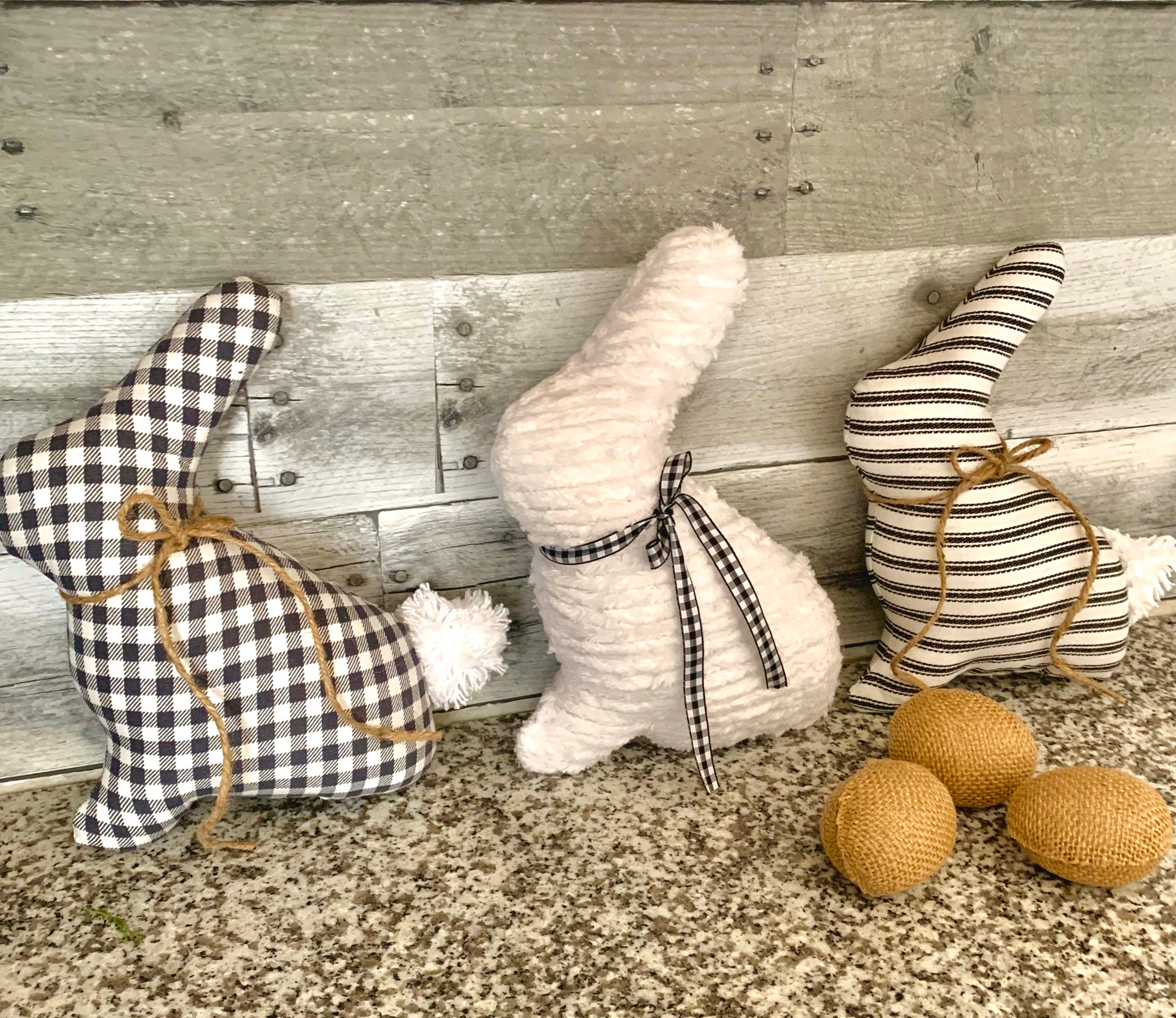 Fabric Bunny Set of 3 Easter Bunny Farmhouse Easter Tiered - Etsy