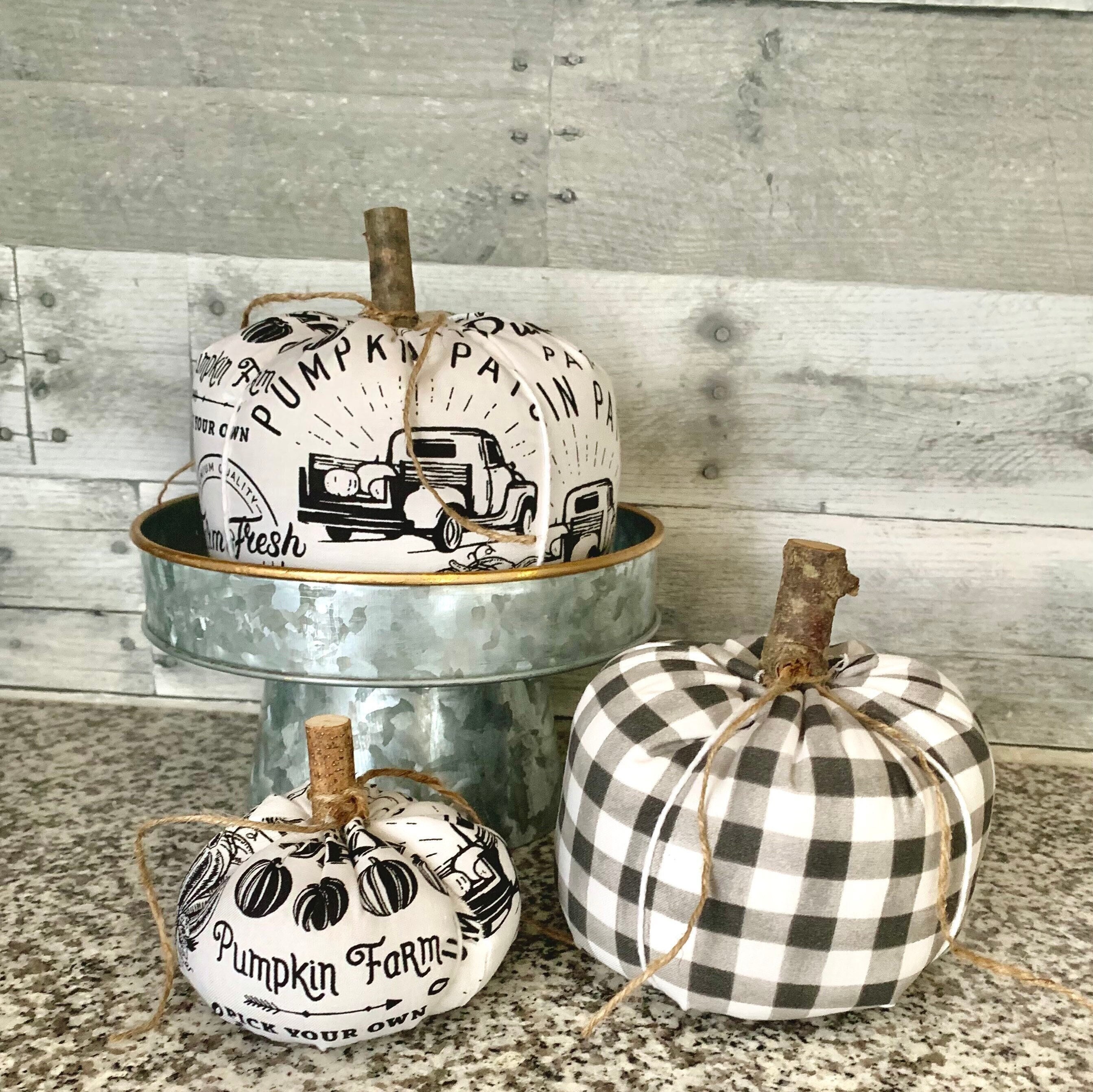 Farmhouse Decor Fabric Pumpkins Fall
