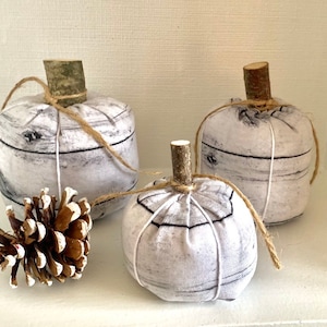 Fabric pumpkins, set of 3, farmhouse decor, fall decor, rustic fall, distressed pumpkins, stuffed pumpkins, fall centerpiece, thanksgiving