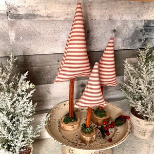 Fabric Christmas trees, set of 3, vintage Christmas, mantle decor, holiday centerpiece, farmhouse Christmas decor, rustic Christmas, birch