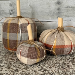 Fabric pumpkins, set of 3, farmhouse decor, fall decor, rustic fall, tiered tray decor, stuffed pumpkins, fall centerpiece, thanksgiving