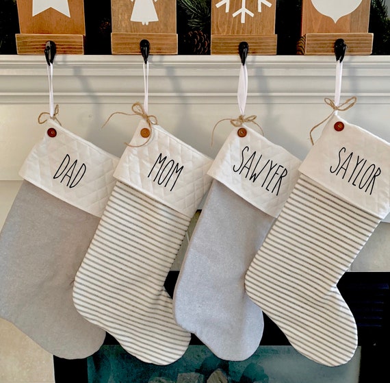 DIY Personalized Drop Cloth Christmas Stockings • Crafting my Home