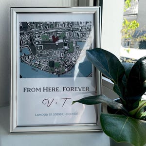 Impression de carte personnalisée « Où nous nous sommes rencontrés » : cadeau pour couple personnalisé, art de la carte de localisation, cadeau d'anniversaire ou de fiançailles
