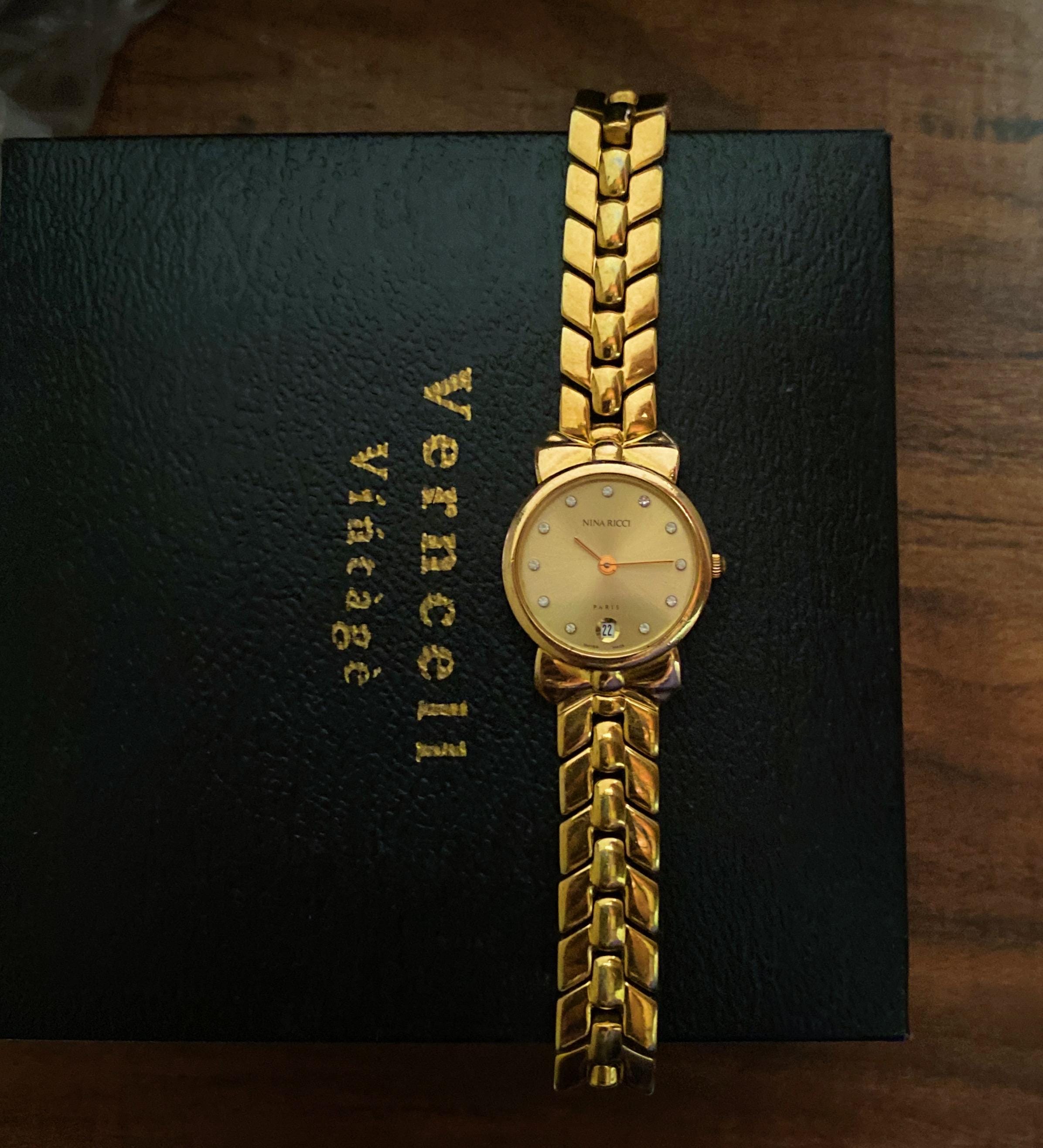 Vintage Nina Ricci Swiss Gold-plated Watch, Date Adjust, Elegant