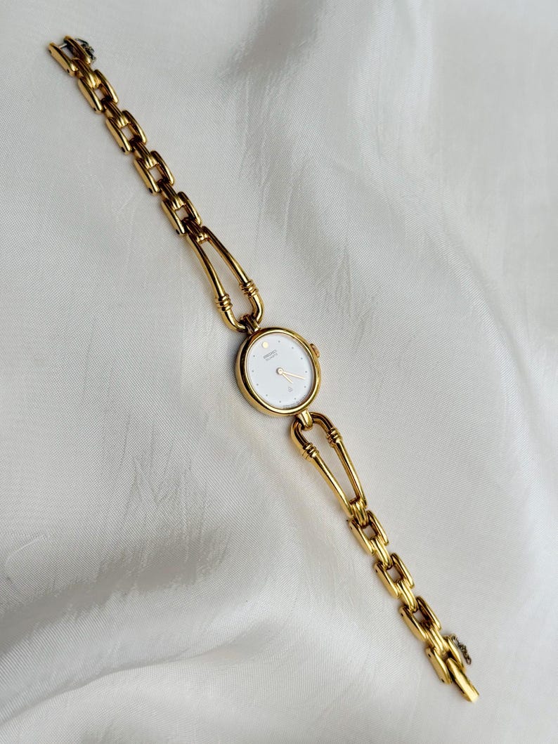 Vintage Seiko guldpläterade klockor med rubinfärgade accenter, unika armbandsdesigner; Present till henne bild 6