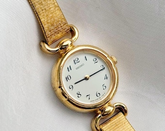 Seiko Gold Plated Bracelet Women’s Watch – 1990s Vintage Japanese Quartz