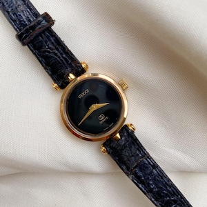 Vintage Gucci Gold plated Ladies Black Dial Watch – Swiss Made Luxury 1990s