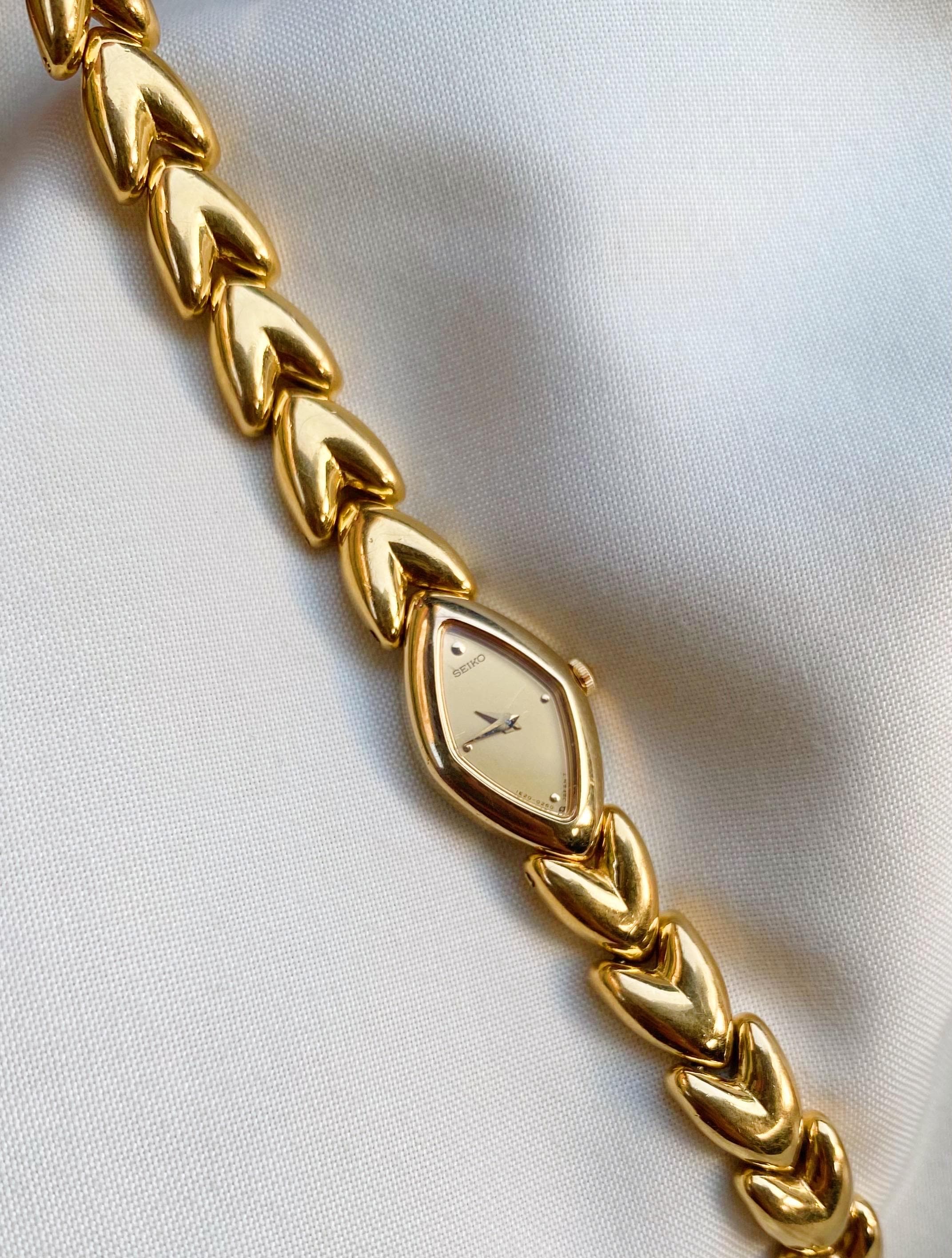 RARE Vintage 1990s Seiko Gold-plated Women's Watch; Rhombus Dial