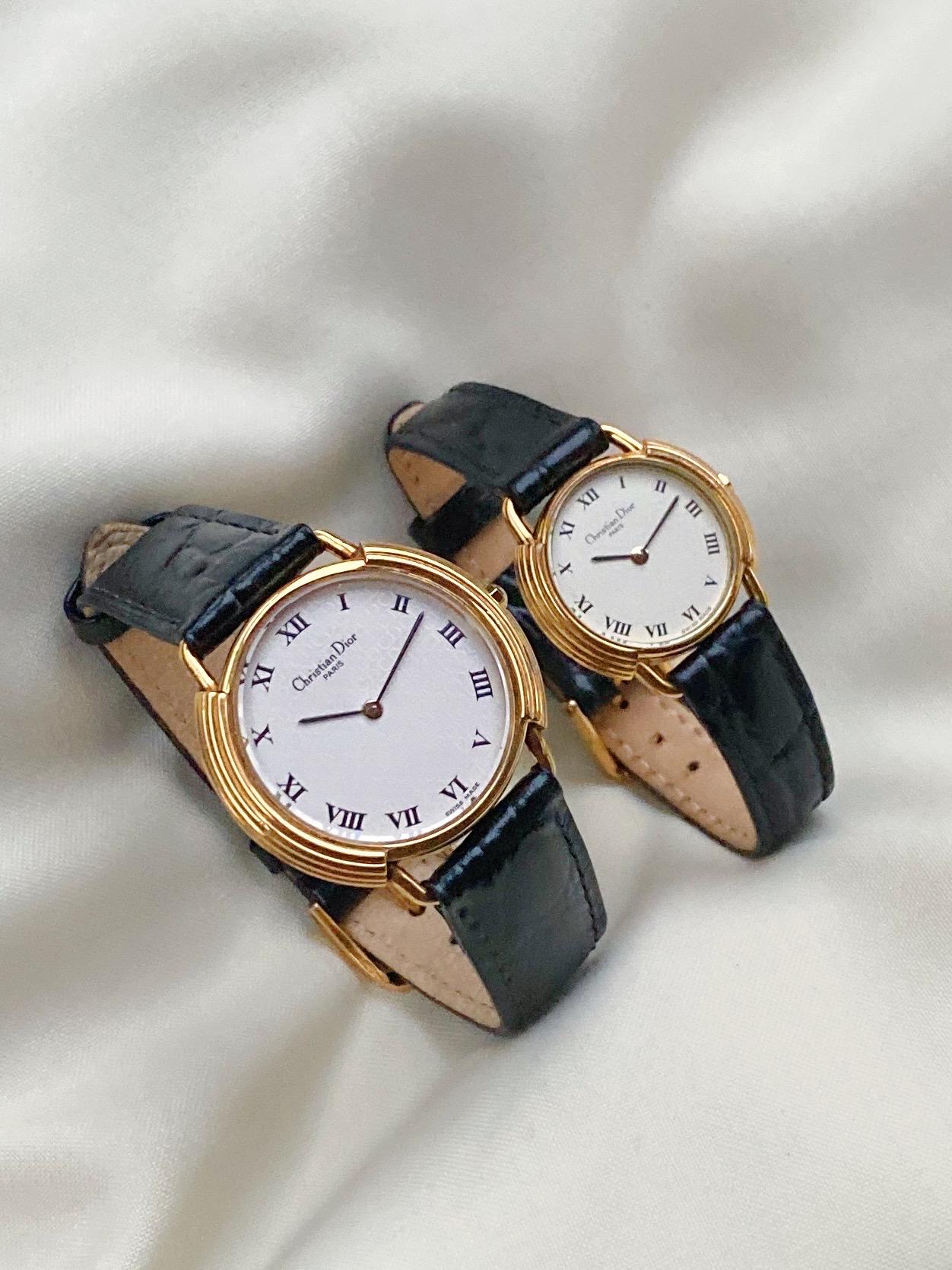 Christian　Dior　腕時計　Premium　vintage Rare Vintage Christian Dior Couple Watches: Gold Plated CD Dial