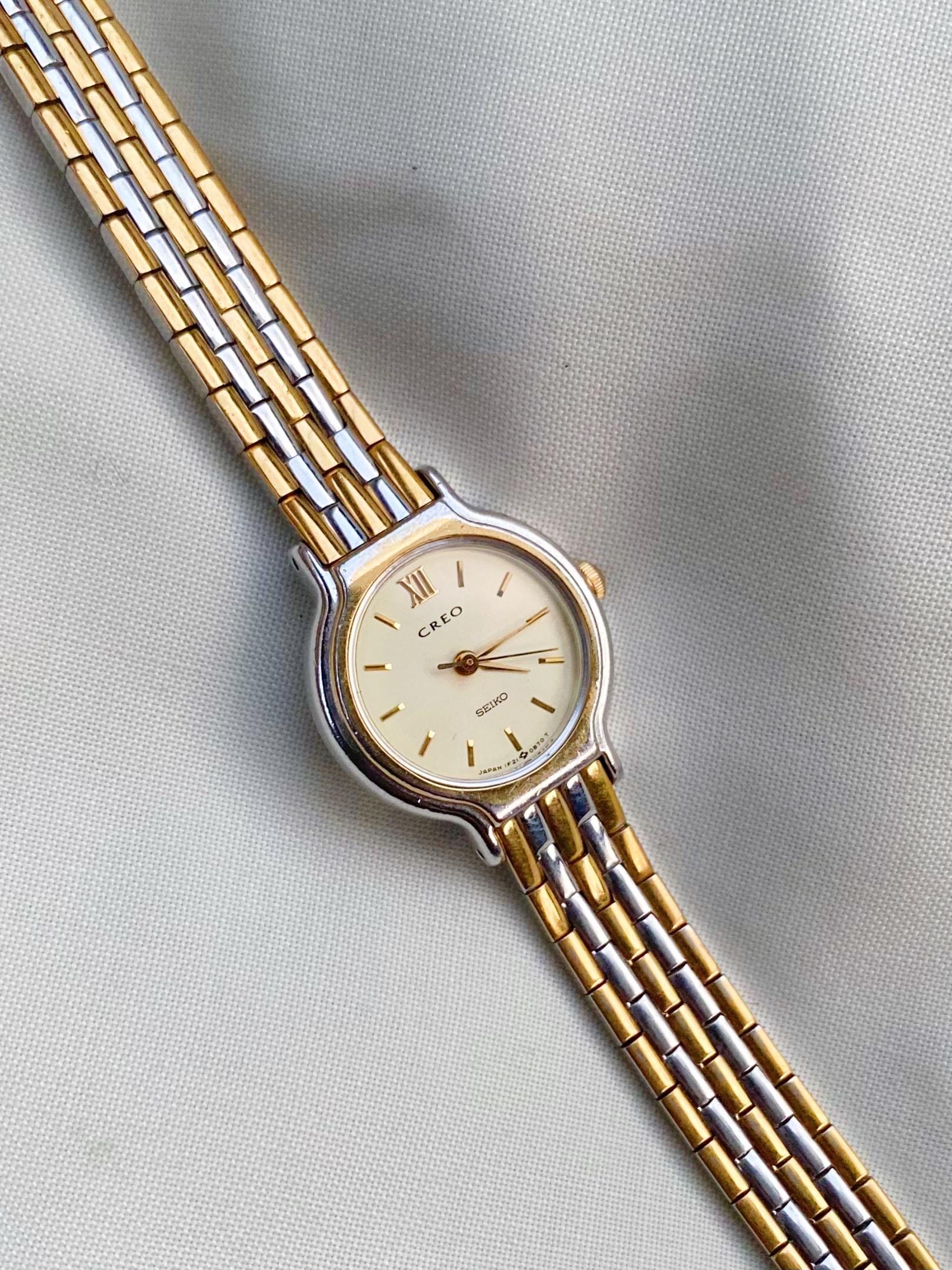 時計 90s archive SEIKO ladies bracelet Watch Seiko Ladies Watch Vintage Two Tone Bracelet Silver Dial