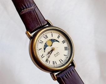 Relógio feminino vintage ALBA Moonphase