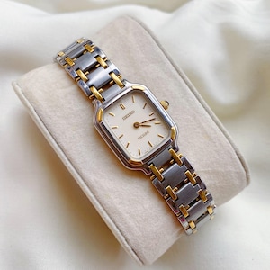 Vintage Seiko Excelline Watch: Two-Tone Tank Dial, 1990s Japan Quartz