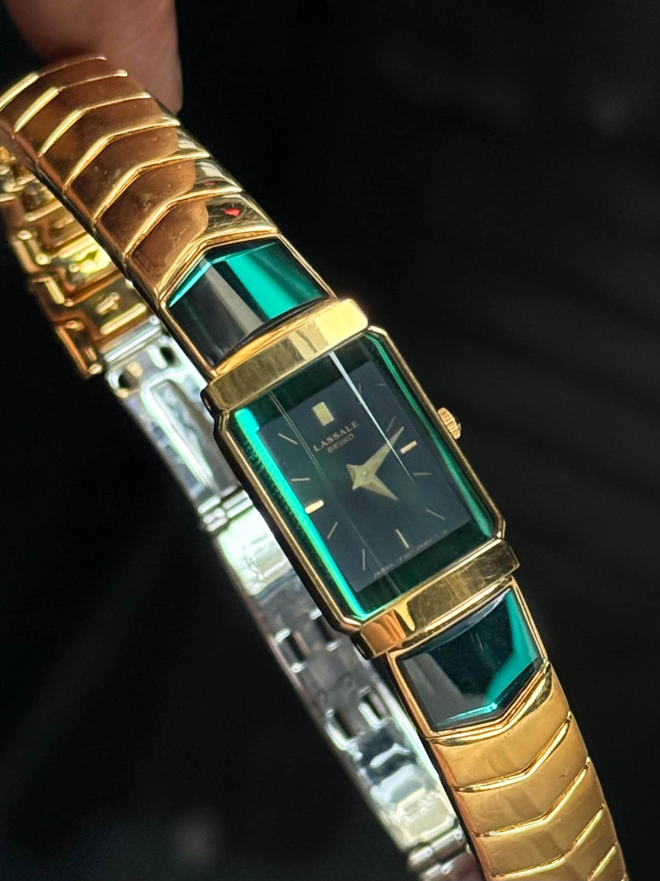 Ultra RARE Seiko Lassale 1990s Vintage Women's Watch; Emerald