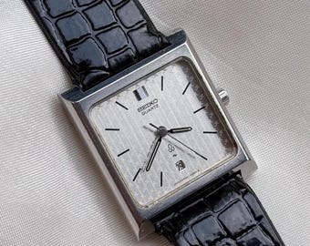 Vintage Seiko 7431 5360 Black Dial Men Quartz Watch Japan Square