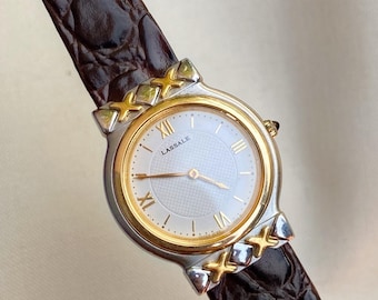 Rare Seiko Lassale Vintage Watch for women; Gold plated, Petite Leather Strap