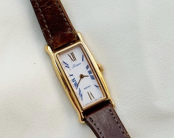 Rare Seiko Lesperos Mini Vintage Watch; Gold plated, Leather Strap