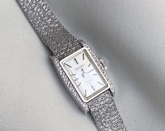 Vintage Rare Seiko White Gold plated Watch for women; Mechanical wind