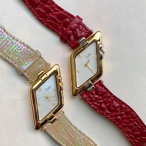 Vintage Rare Liebe Watches |  Gold Assymetrical Mother of Pearl Dial | Retro Designer Unisex Wristwatch