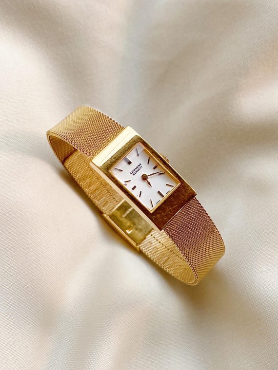 Vintage Katherine Hamnett Women's Gold Tone Tank Dial Watch