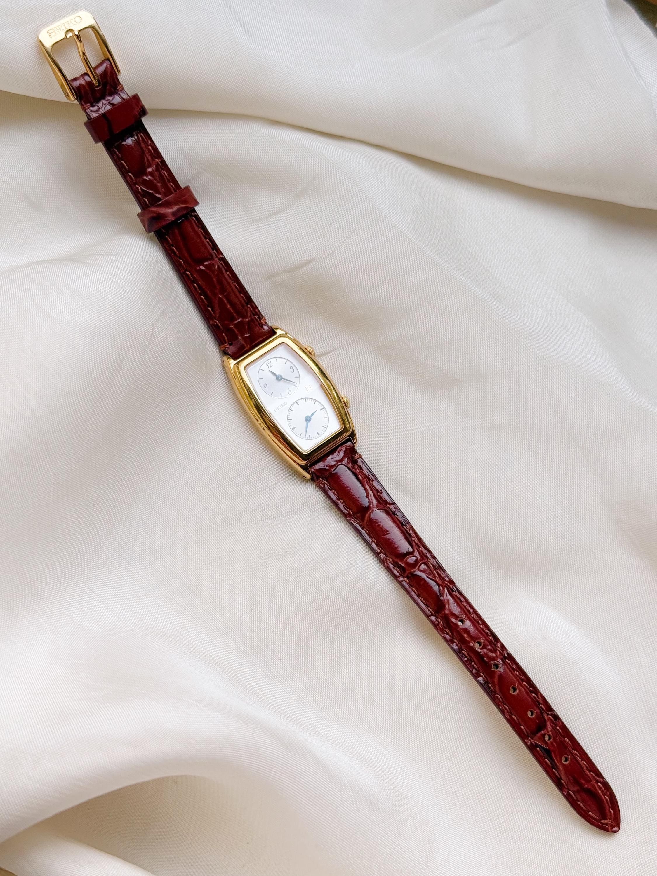 Rare Seiko Noie Dual Time Vintage Watch for Women; Gold Plated