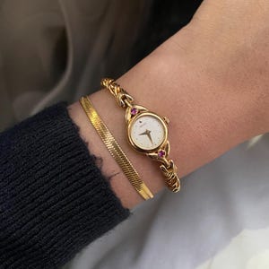 Vintage Seiko guldpläterade klockor med rubinfärgade accenter, unika armbandsdesigner; Present till henne 6. Seiko Rope Ruby