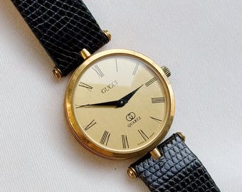 Gucci 6500L Gold Plated Ladies Quartz Watch Black Dial - Etsy display picture 1