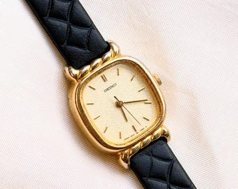 Vintage Seiko Watch for women; Leather Strap