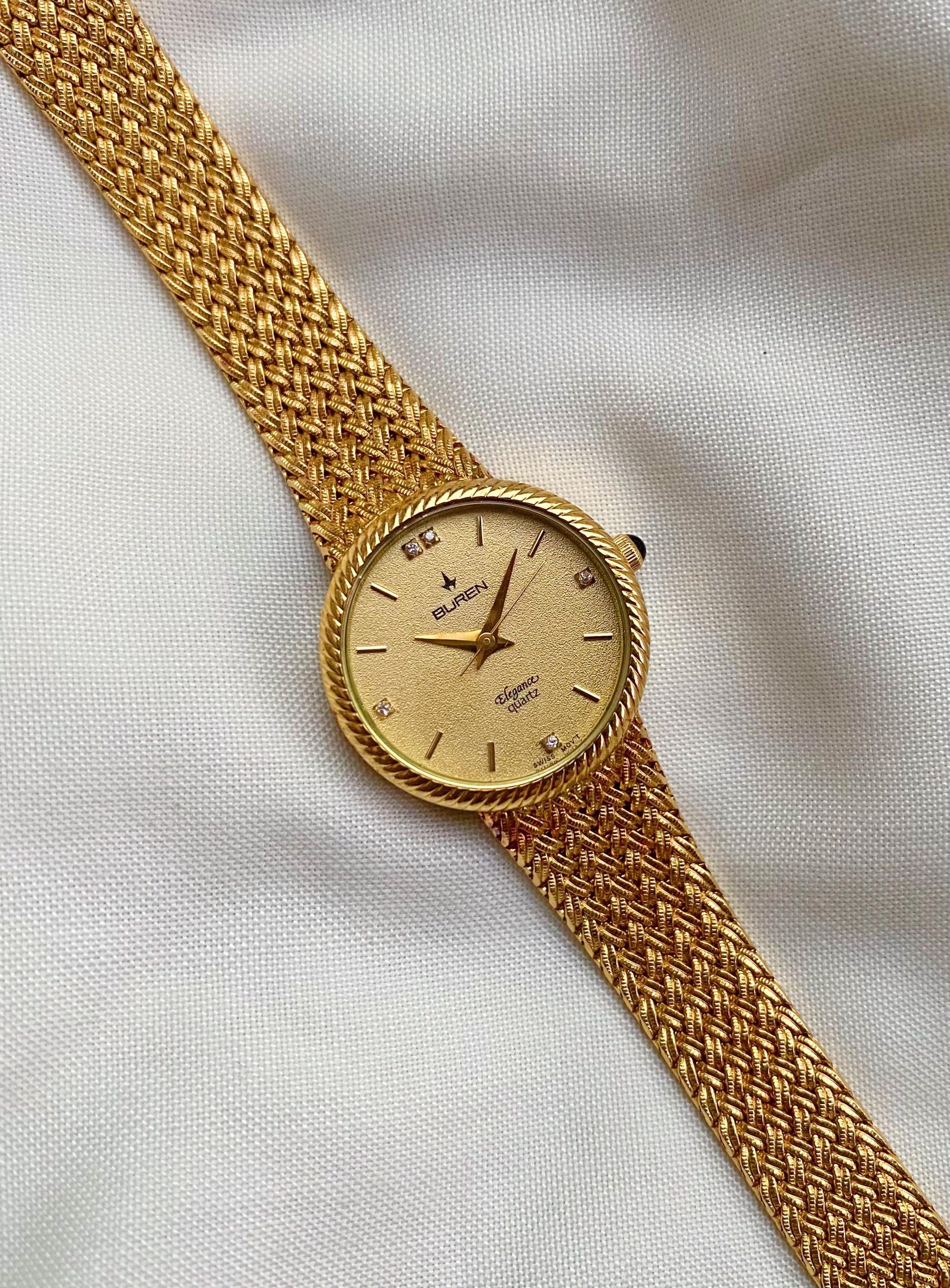 Vintage Buren Swiss Gold Plated Watch – Classic Woven Bracelet