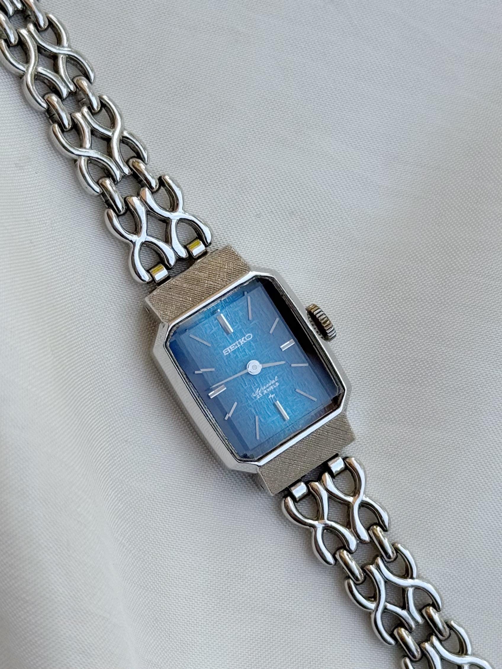 Seiko Vintage Mechanical Winding Ladies Watch Blue Dial Stainless Bracelet Ladies Vintage Rare Blue Face Seiko | Mercari main image 3