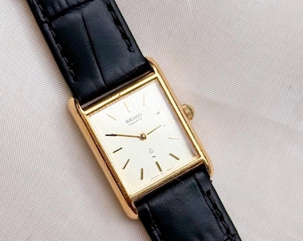 1994 Rare SEIKO Spirit 5E21-5B50 SPG Gold Tank Tuxtured Dial