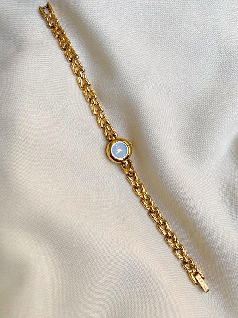 Vintage Seiko guldpläterade klockor med rubinfärgade accenter, unika armbandsdesigner; Present till henne bild 14