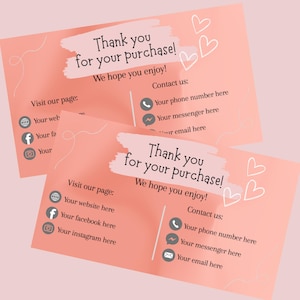Editable Thank You Card Template, Customer Appreciation Card, Printable Thank You Card, DIY Marketing Cards, Business Card Printable insert