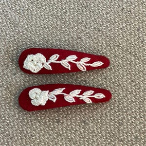 Embroidered Hair clip, Pack of 2 Hair Clips Hand Embroidery Clip, hair clip for girl Hand Embroidered Flower Hair Clip Hair Clip For Women