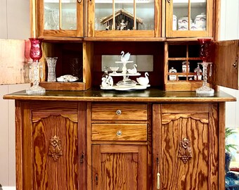Antique Solid Wood Hutch, 2 Piece, Pick Up Locally, No Free Shipping