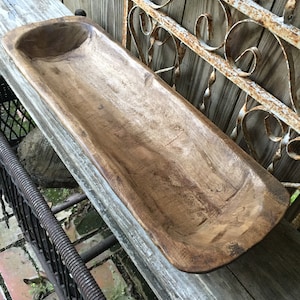 18" x 6" wood bowl, hand carved. dough bowl, rustic bowl, farmhouse bowl