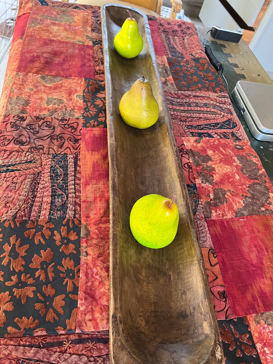 Long Narrow Dough Bowl, 39 X 5.5, Baguette, Natural, Hand Carved, Solid