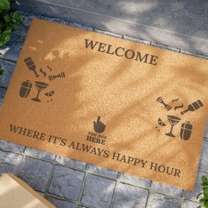 Happy Hour Fußmatte: Umweltfreundliche Eingangsmatte aus Kokos