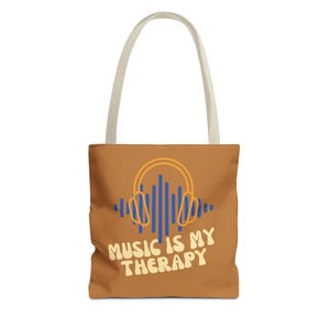 Music Is My Therapy Tote Bag: Eco-Friendly Polyester Carryall