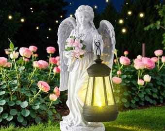 Angel Garden Standbeeld Met Lantaarn Solar Angel Outdoor Decor Memorial Engel Standbeeld Tuin Angel Ornament Sympathy Gift Patio Decor