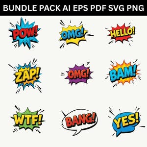 Comic Book Speech Bubbles SVG - Pop Art Clipart (Digital Download