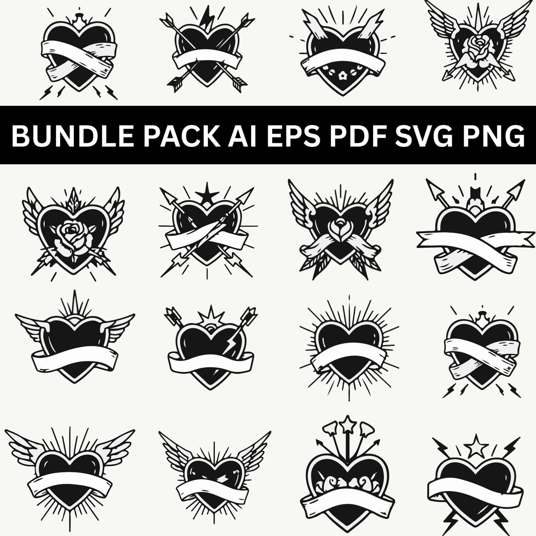 Heart SVG Bundle: Hand Drawn Doodle Clipart (digital Download - Etsy