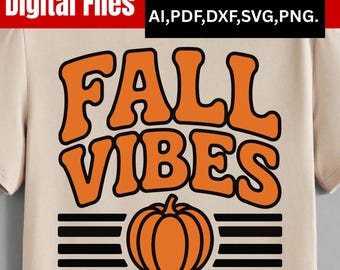 Retro Fall Vibes PNG: Pumpkin Season Sublimation Design (Digital PNG)