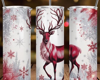 Reindeer Winter Snow Tumbler Sublimation Design (Digital Download)
