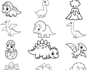 かわいい恐竜のクリップアート、T-rex、恐竜のSVGバンドル（デジタルダウンロード）