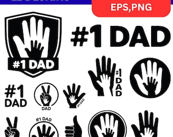 Number 1 Dad SVG Bundle, Father's Day Hand Print Cut File (Digital Download)