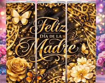 Feliz Dia Mama タンブラーラップ | バラと蝶とハートのデザイン (デジタルダウンロード)